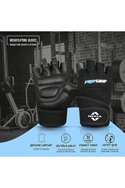 Nivia قفازات Pro Grip Gym | للرجال والأولاد | مصنوعة من الجلد والألياف الدقيقة | لرفع الأثقال والصالة الرياضية والتمرين