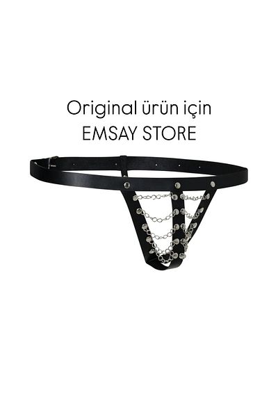ŞAHANE İÇ GİYİM Emsay Store Fancy Leather Chain Men's Underwear- String- Thong