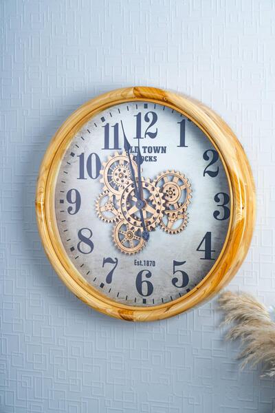 ACAR ساعة حائط مزخرفة بعجلة زينة - 62 سم