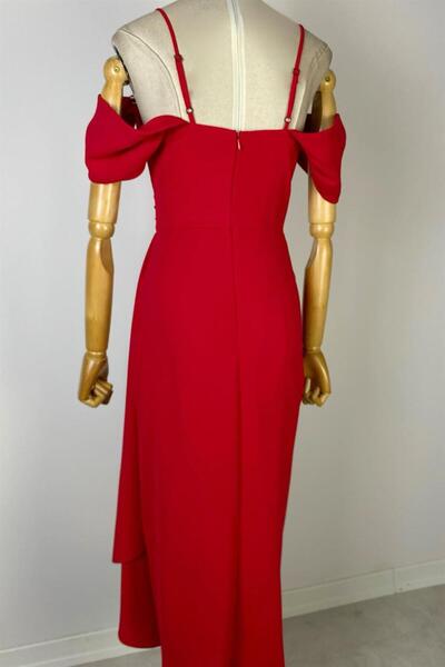 gesmoda G0589 Sweetheart Collar Draped Dress Red