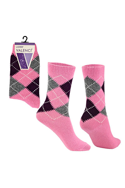 VALENCI ДАМСКИ Вълнени зимни чорапи с ромбовиден мотив, 1 чифт