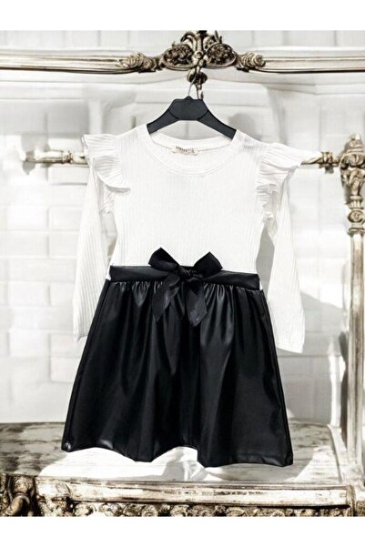 Zekids Rochie din piele cu nervuri pentru fete