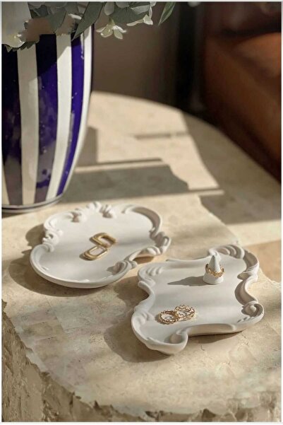 MUMELLA Lace Embossed Shaped 2-Piece Decorative Plate, Presentation, Jewelry Tray, Base