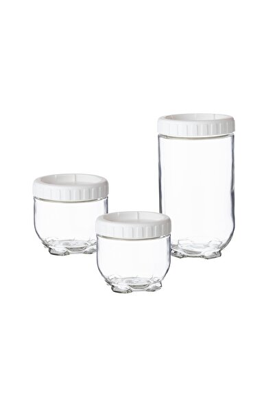 Dania طقم تخزين مكون من 3 قطع بمقاسات مختلفة وغطاء أبيض