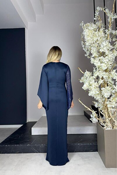 gesmoda G0848 Payet Detaylı Maksi Tasarım Abiye Lacivert