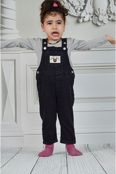 Ede Tekstil Girl's and Boy's Black Slopet Jeans