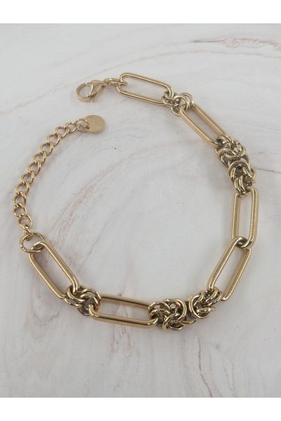Siya Silver Rectangular Chain Steel Bracelet