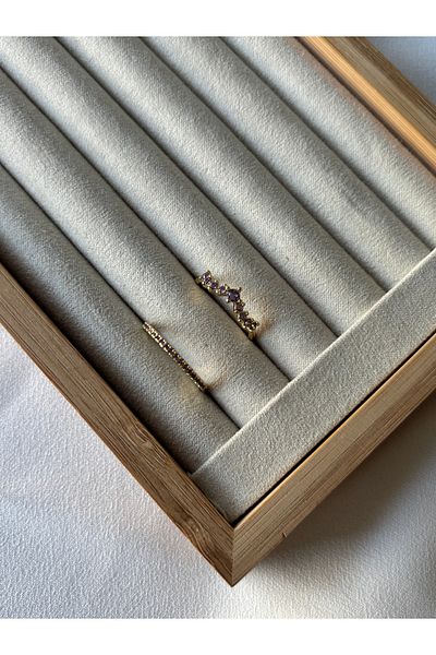 ringbox خاتم ذهبي أرجواني رفيع ومقرمش مكون من قطعتين