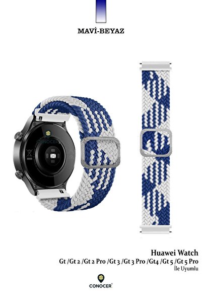 CONOCER Huawei Watch Gt5 Gt4 Gt3 Gt2 Gt2E - Gt5 Pro Gt3 Pro Gt2 Pro (46mm) Woven Mesh Cord 22mm