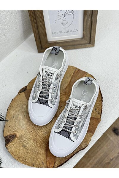 Guja 24Y384 TRANSPARAN BASKILI KUMAŞ SNEAKER SPOR AYAKKABI KADIN