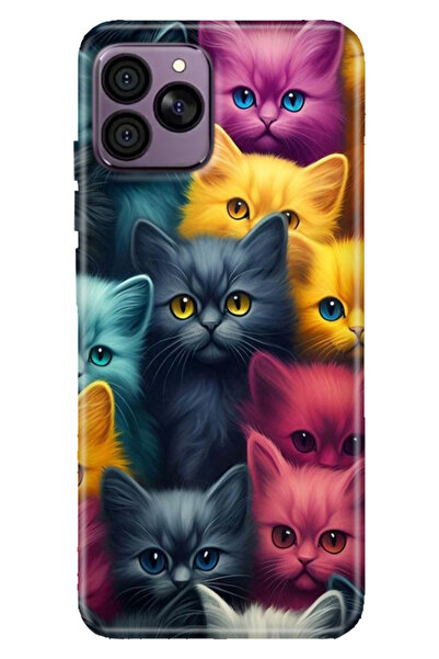 HİKİNG A41 Uyumlu Kılıf Desenli TPU Cover Silikon Kedicikler