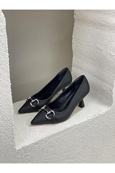 NUR KARACA 24k7680 Дамски обувки на висок ток от сатен с катарама отпред и ка...