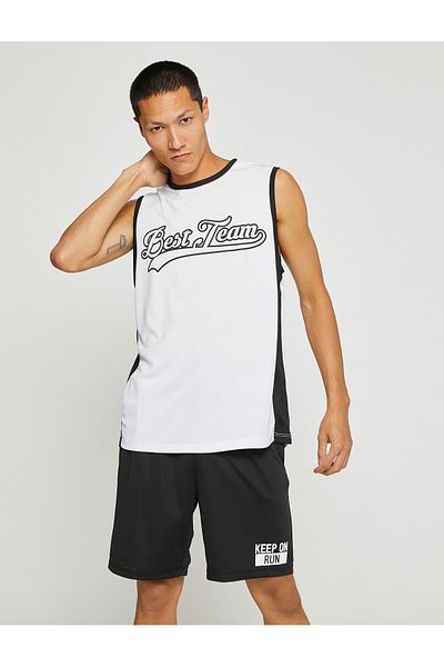 Koton Sport-Tanktop mit Basketball-Aufdruck, ärmellos, Rundhalsausschnitt, atmungsaktiver Stoff