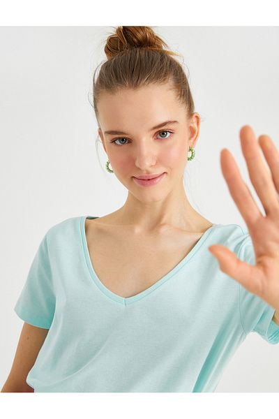 Koton Tricou cu mânecă scurtă cu decolteu în V