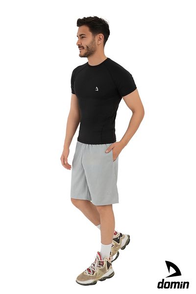 DOMİN SPOR Erkek Gri Spor Antrenman Günlük Cepli Şort Dmn552369