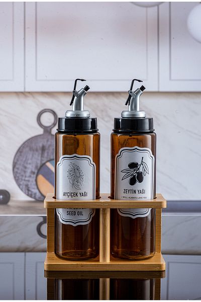 Karçiçeği Home 3 Piece Drip-Free Oil Pot Set - 500+500 ml with Stand
