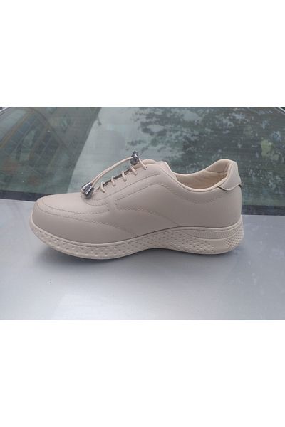 NHA 0034 White Shoes Large Orthopedic Daily Leather Soft and Light Skin Shoes