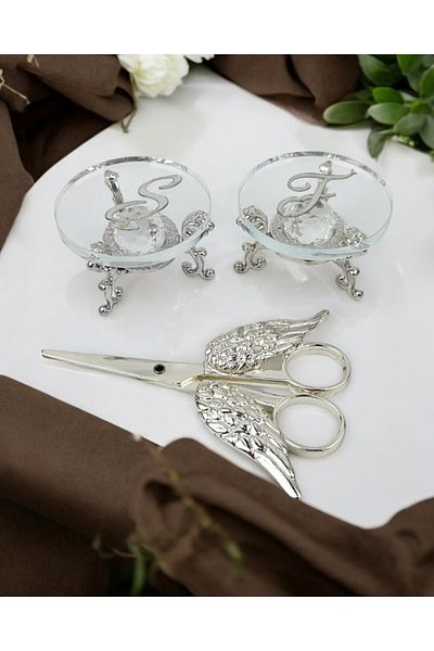 CyzHome Bionda Glass Ring Riser and Promise Scissors Set