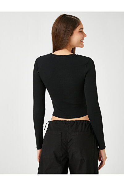 Koton Μακρυμάνικο T-Shirt Crop Crew λαιμόκοψη