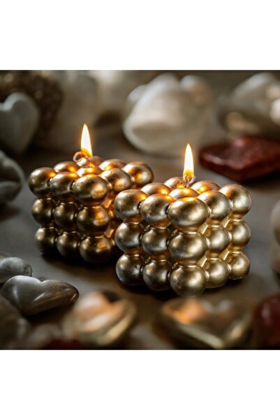 mislinapearls İkili gold bubble mum seti