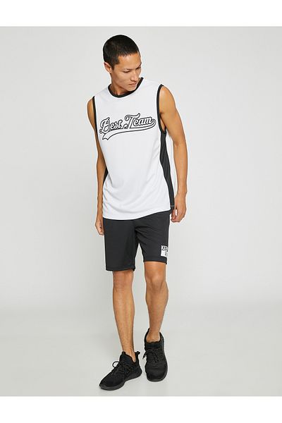 Koton Sport-Tanktop mit Basketball-Aufdruck, ärmellos, Rundhalsausschnitt, atmungsaktiver Stoff