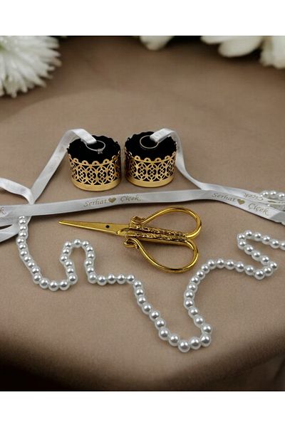 CyzHome Natura Gold Velvet Rises and Promise Scissors Set