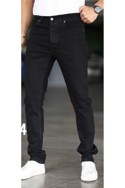MYRAB DENİM Μαύρο ανδρικό τζιν παντελόνι Regular Fit