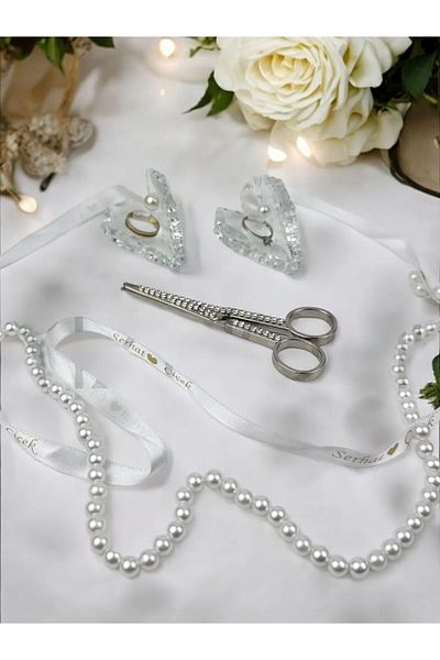 CyzHome Pietra Crystal Glass Ring Riser and Promise Scissors Set