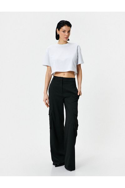 Koton Crop T-Shirt Crew Neck Short Sleeve Cotton