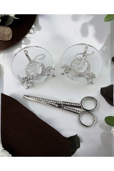 CyzHome Bionda Glass Ring Riser and Promise Scissors Set