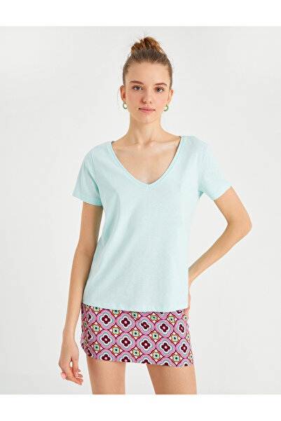 Koton Tricou cu mânecă scurtă cu decolteu în V