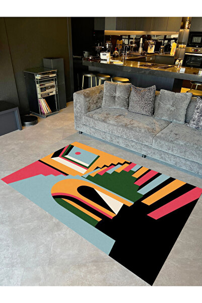 Rugs Modern Halı Kubilay Collection Colorful Abstract Stairs and Window Patte...