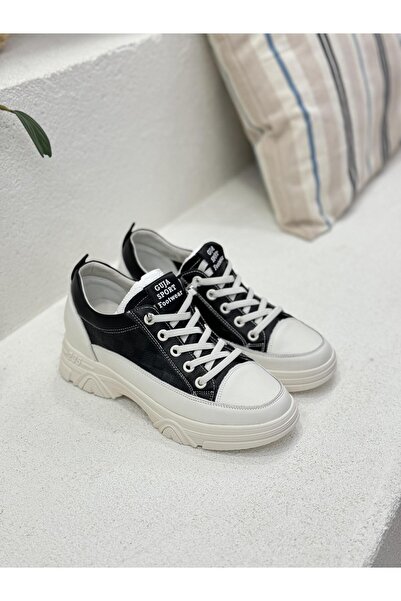 Guja 24Y314 LASTİK BAĞCIKLI İÇTEN DOLGULU HAKİKİ DERİ SNEAKER SPOR AYAKKABI KADIN