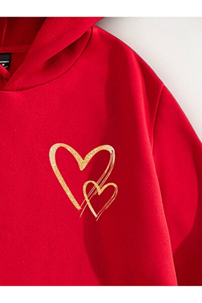 EVIus Άνετο φούτερ Heart B με τύπωμα για την ημέρα του Αγίου Βαλεντίνου - 3 κλωστές ελαφριά ελαστικό