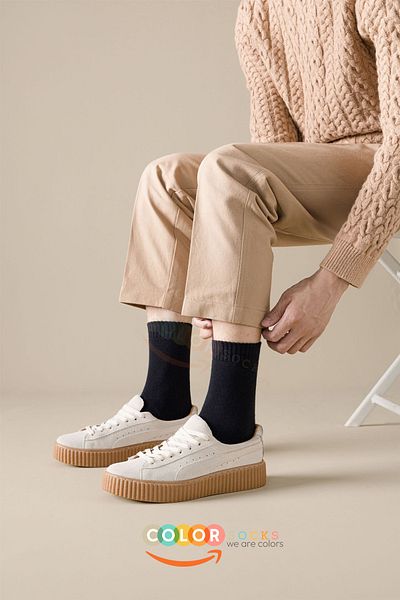 Color Socks Σετ 5 ανδρικές χοντρές χειμερινές κάλτσες μαύρου χρώματος (ISI EMOTIVE)