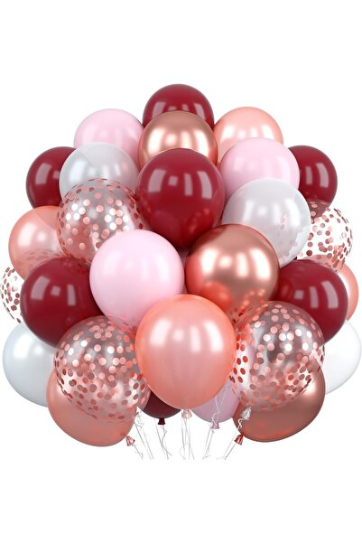 Home Zone عبوة من 60 بالون لاتكس وردي ذهبي وردي فاتح أحمر بورجوندي أبيض مقاس ...