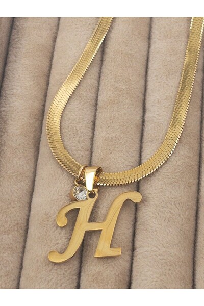 Siya Silver Kararmaz Çelik Zirkon Taşlı İtalyan Zincirli Harfli Kolye