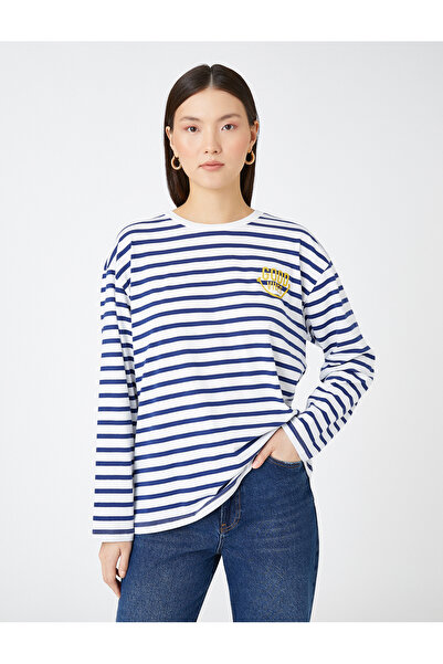 Koton Pamut csíkos hosszú ujjú nyomott póló