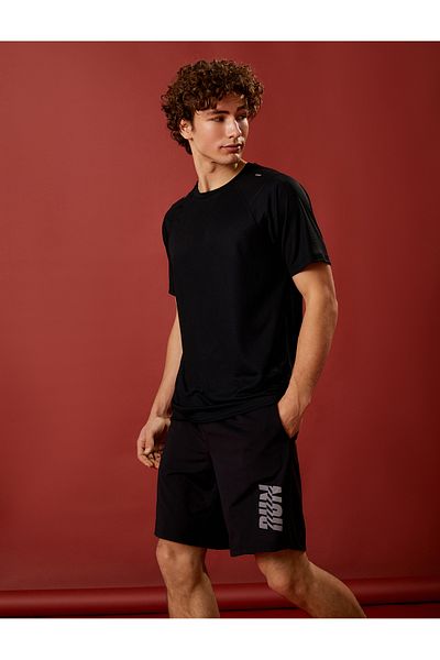 Koton Crew Neck Reglan Sleeve Sports T-Shirt - Stitching Detail and Print