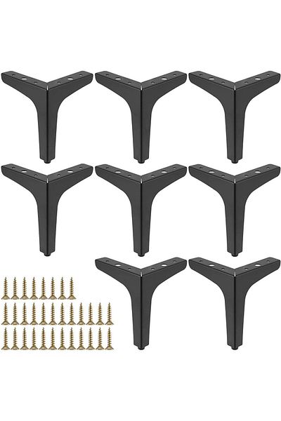 ALBATROS 12 Cm Modern Black Metal Furniture, Cabinet, Seat, TV Unit Legs (8 PCS)-suitable for robot Vacuum Cleaner