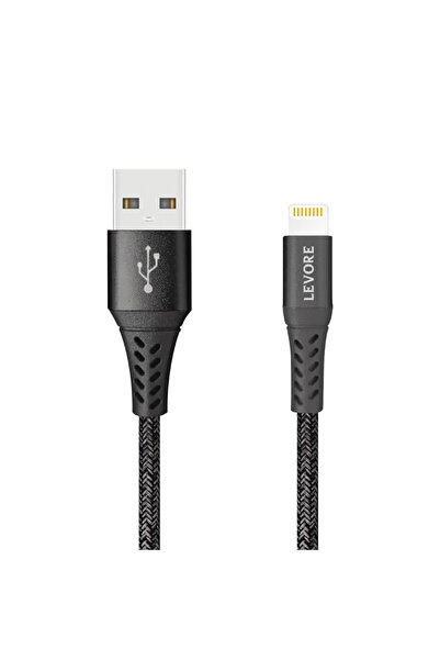 Levore كابل USB إلى Lightning نايلون معتمد من MFI بطول 1.8 متر - أسود