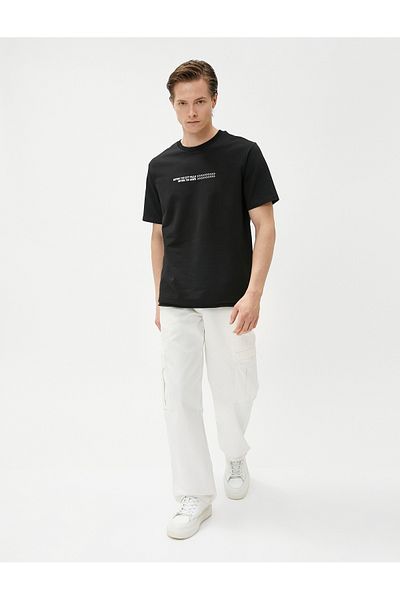 Koton T-Shirt Cotton Printed Short Sleeve Crew Neck