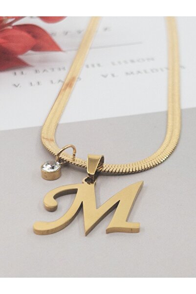 Siya Silver Kararmaz Çelik Zirkon Taşlı İtalyan Zincirli Harfli Kolye