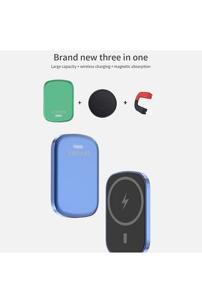 Levore 2 in 1 Magnetic Wireless Power Bank PD 20W 10000 mAh - Black