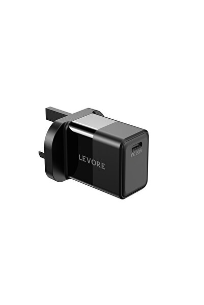 Levore شاحن حائط بمحول USB-C PD بقوة 20 وات - أسود