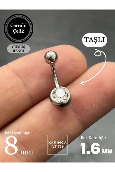 Karınca Piercing 8 mm Small Size Stone Navel Piercing