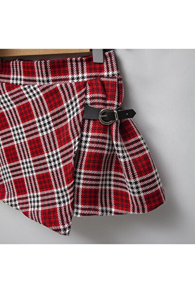 NoraKids 5-8 Years Old Girl's 2-Piece Top and Bottom Set with Plaid Skirts and Hearts