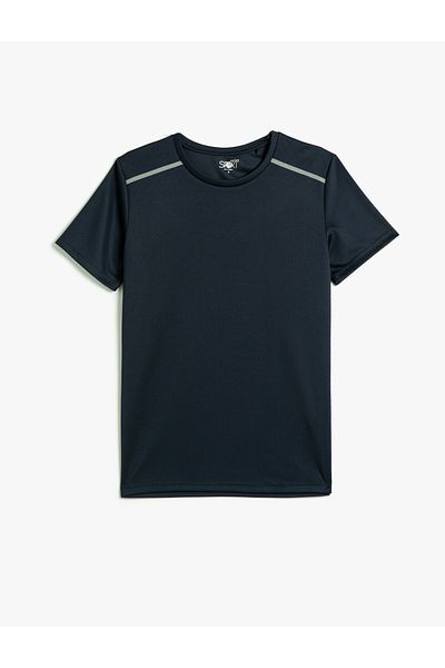 Koton Κοντό μανίκι Basic Sports T-Shirt με αντανακλαστικό εμπριμέ λαιμόκοψη