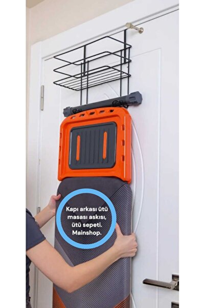 MAİN SHOP Paslanmaz Modern Tasarım Kapı Arkası Ütü Masası Askısı,Ütü ve Ütü M...