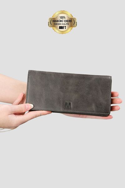 Deriza Unisex Γκρι Πορτοφόλι 3367 Γνήσιο Δερμάτινο με Θήκη Τηλεφώνου